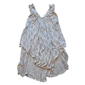 Free People Asymmetrical Tunic Top Beige Boho Draped Sleeveless S